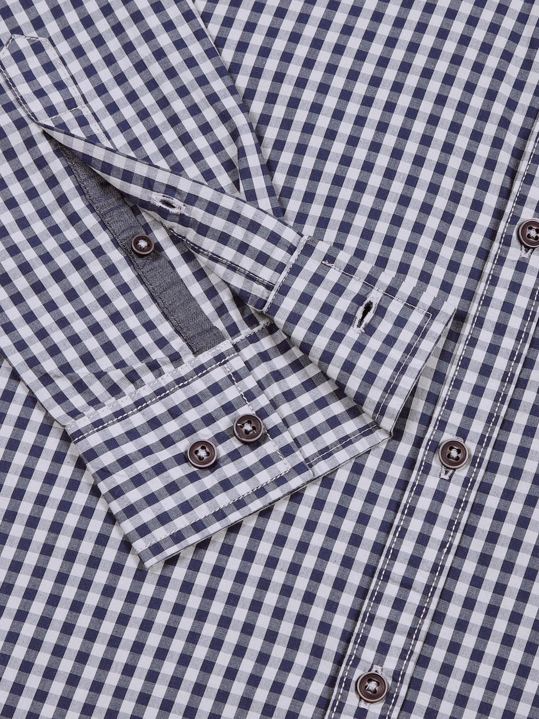 Thomas Scott Men Navy Slim Fit Long Sleeves Gingham Checks Woven Casual Shirt