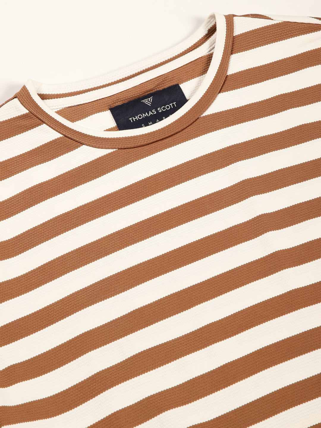 Thomas Scott Men Brown Regular Fit Short Sleeves Round Neck Knitted T-shirt