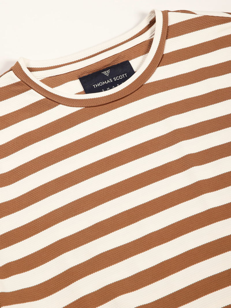 Thomas Scott Men Brown Regular Fit Short Sleeves Round Neck Knitted T-shirt