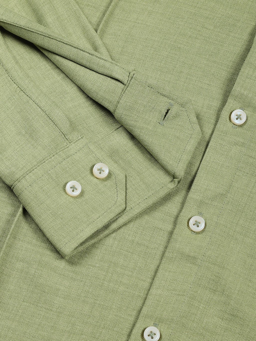 Thomas Scott Men Light Green Slim Fit Long Sleeves Mandarin Collar Textured Casual Shirt