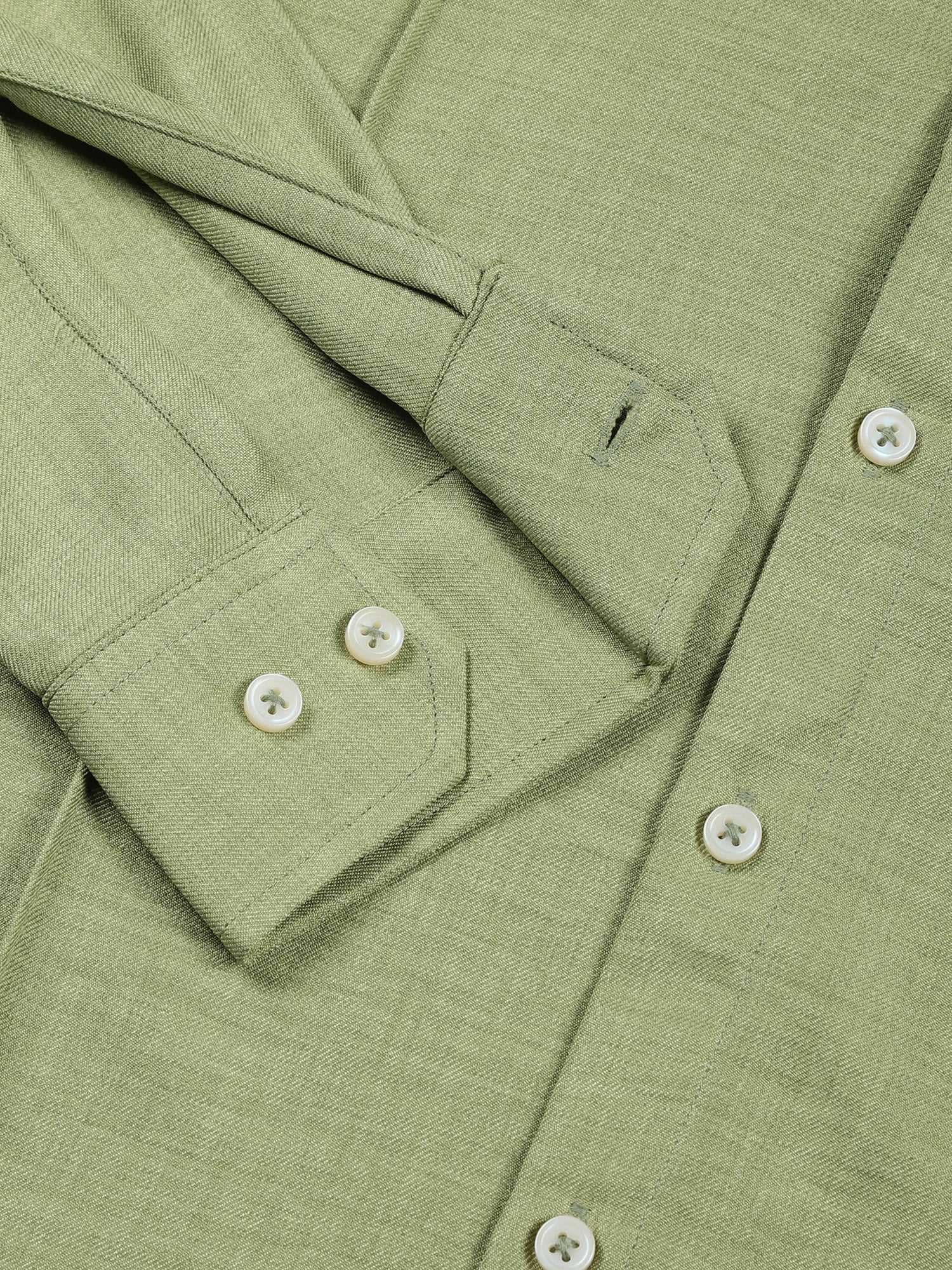 Thomas Scott Men Light Green Slim Fit Long Sleeves Mandarin Collar Textured Casual Shirt