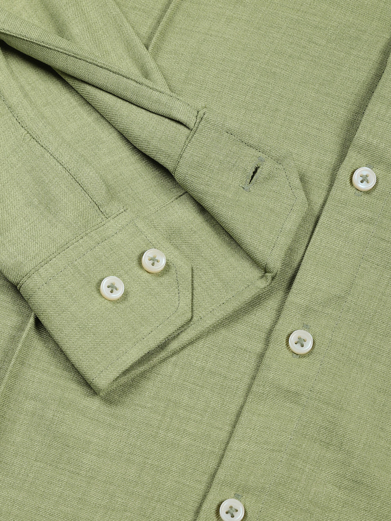 Thomas Scott Men Light Green Slim Fit Long Sleeves Mandarin Collar Textured Casual Shirt