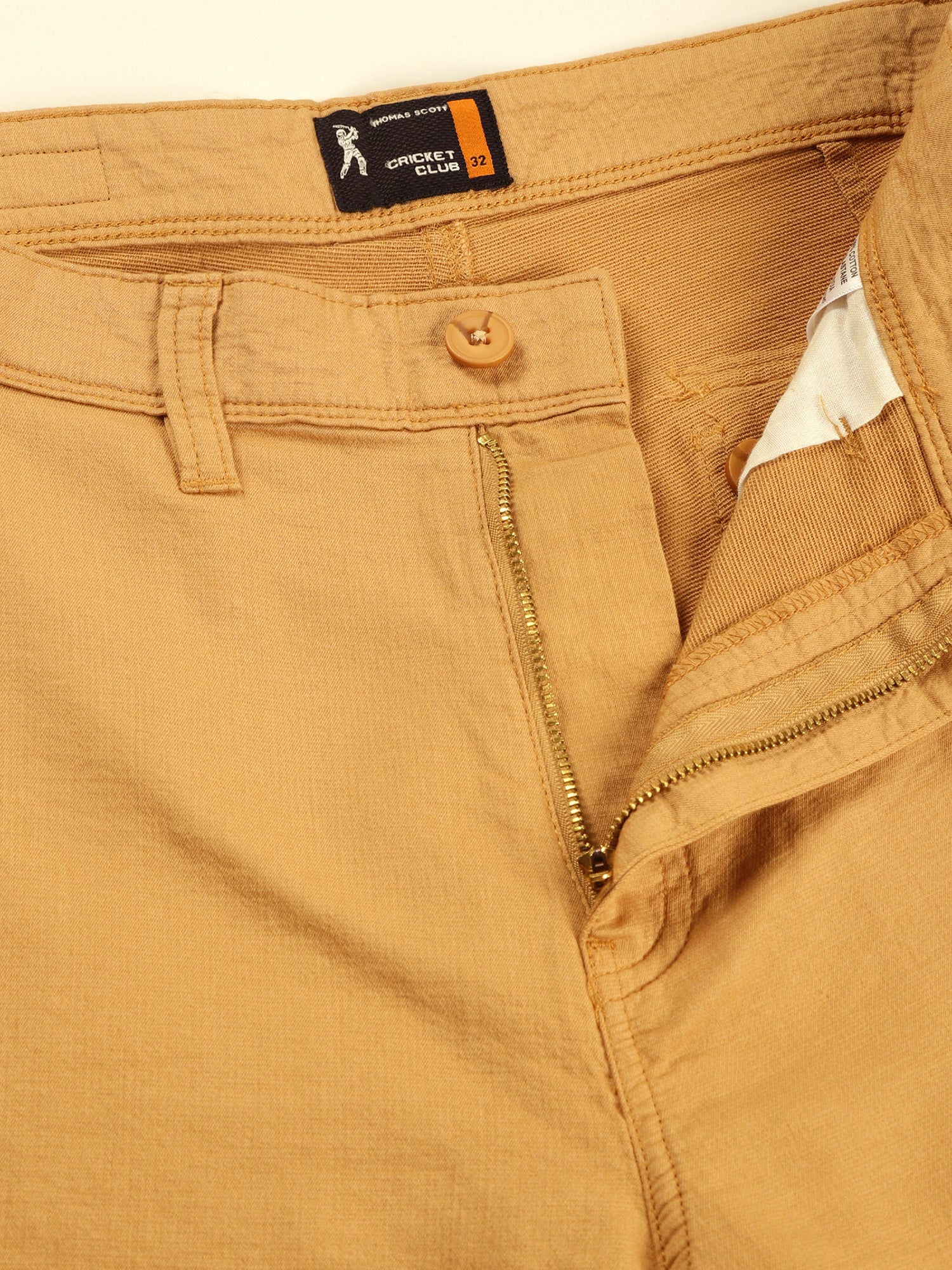 Thomas Scott Men Khaki Straight Fit Mid Rise Solid Cargo Shorts