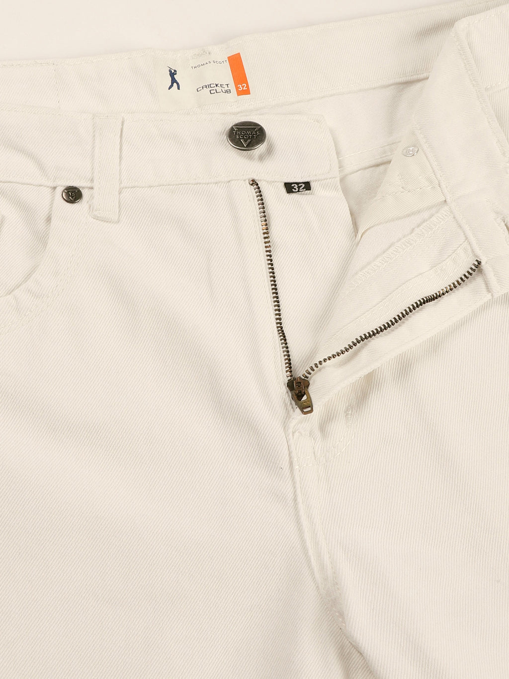 Thomas Scott Men White Loose Fit Mid-Rise Non Stretchable Cargo Jeans