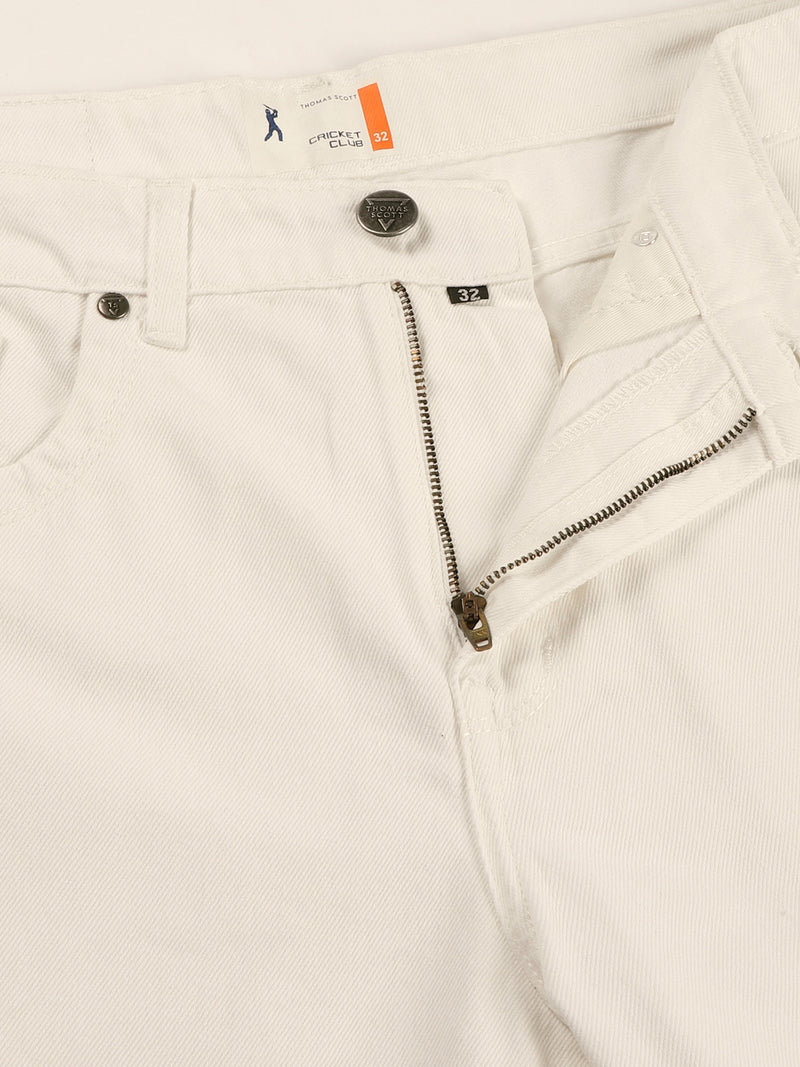 Thomas Scott Men White Loose Fit Mid-Rise Non Stretchable Cargo Jeans