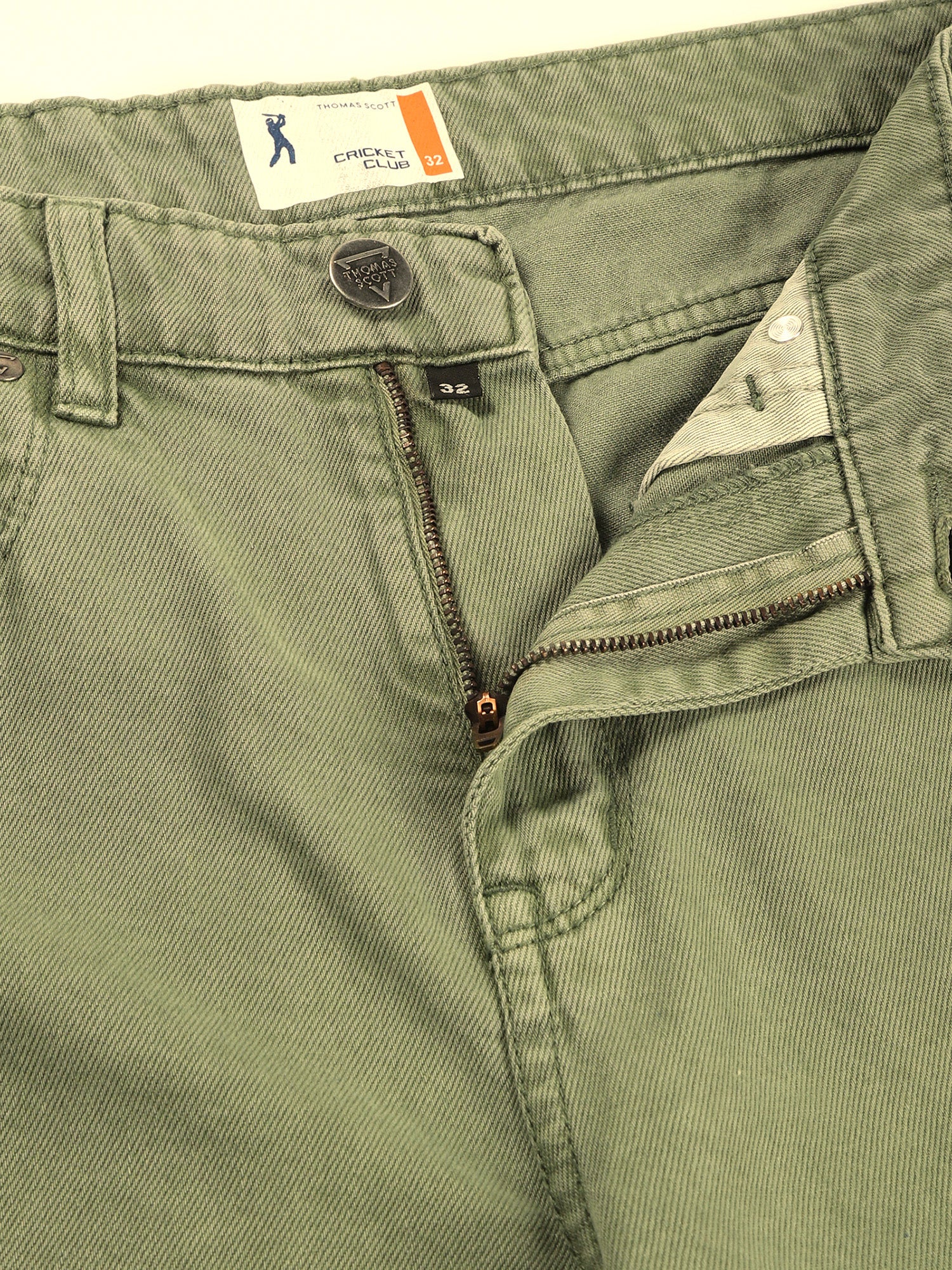 Thomas Scott Men Light Olive Loose Fit Mid-Rise Non Stretchable Cargo Jeans
