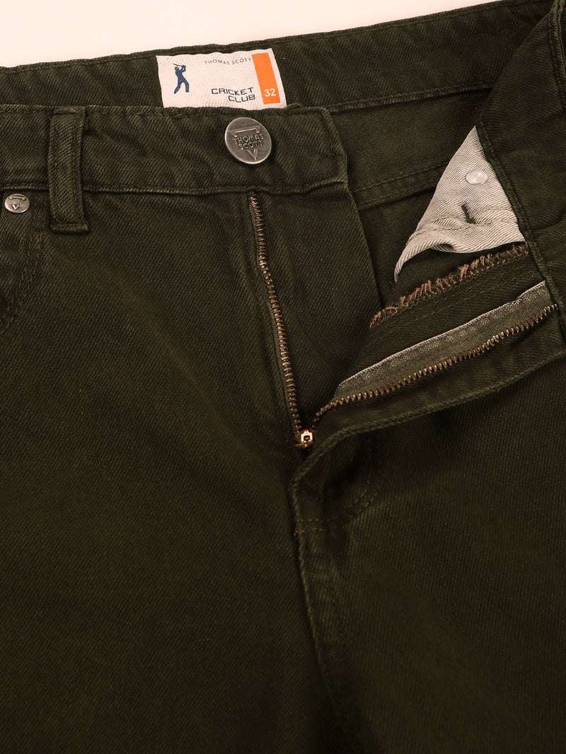 Thomas Scott Men Dark Green Loose Fit Mid-Rise Non Stretchable Cargo Jeans