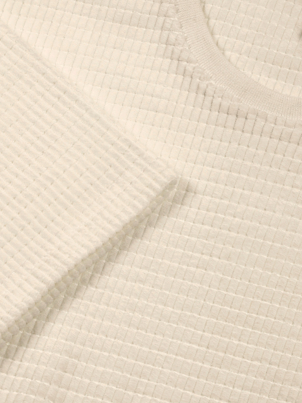 Thomas Scott Men White Towel Terry Oversized Short Sleeves Round Neck Solid Knitted Tshirt