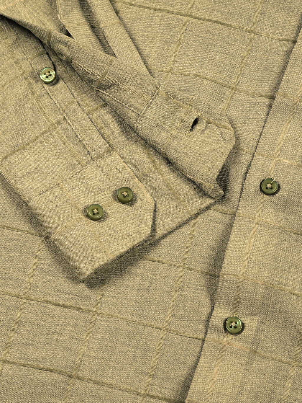 Thomas Scott Men Green Regular Fit Long Sleeves Spread Collar Windowpane Checks Casual Shirt