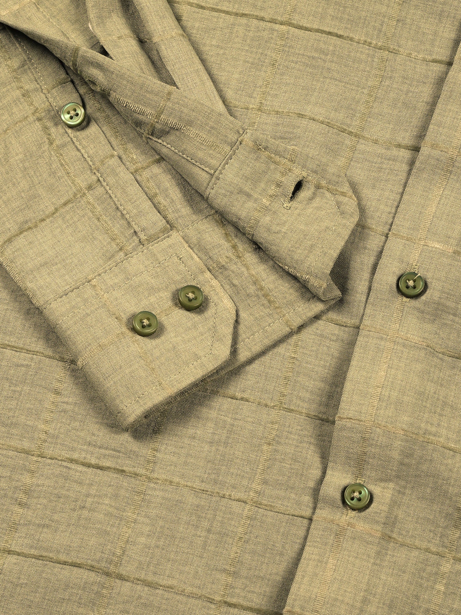 Thomas Scott Men Green Regular Fit Long Sleeves Spread Collar Windowpane Checks Casual Shirt