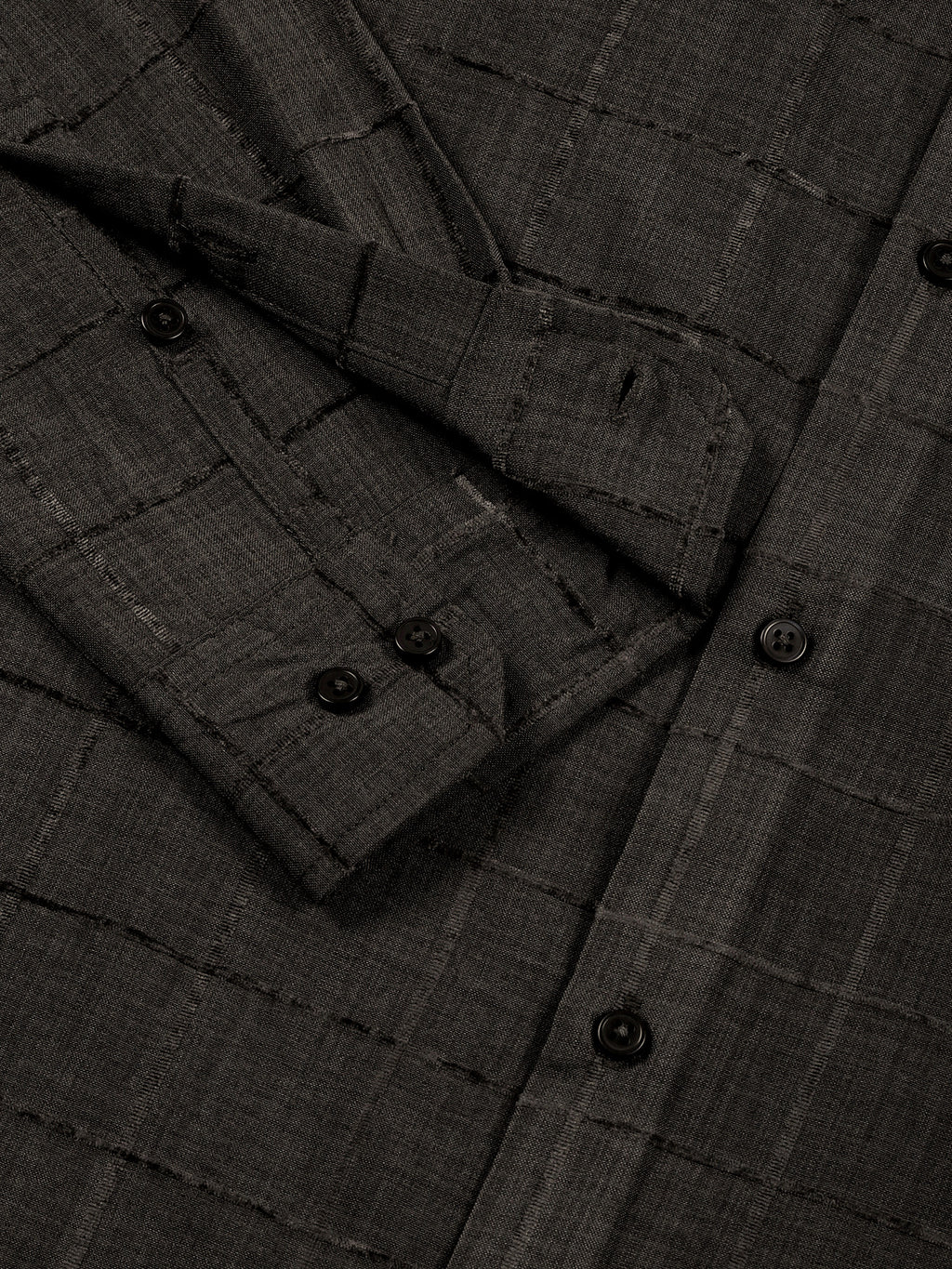 Thomas Scott Men Grey Regular Fit Long Sleeves Spread Collar Windowpane Checks Casual Shirt