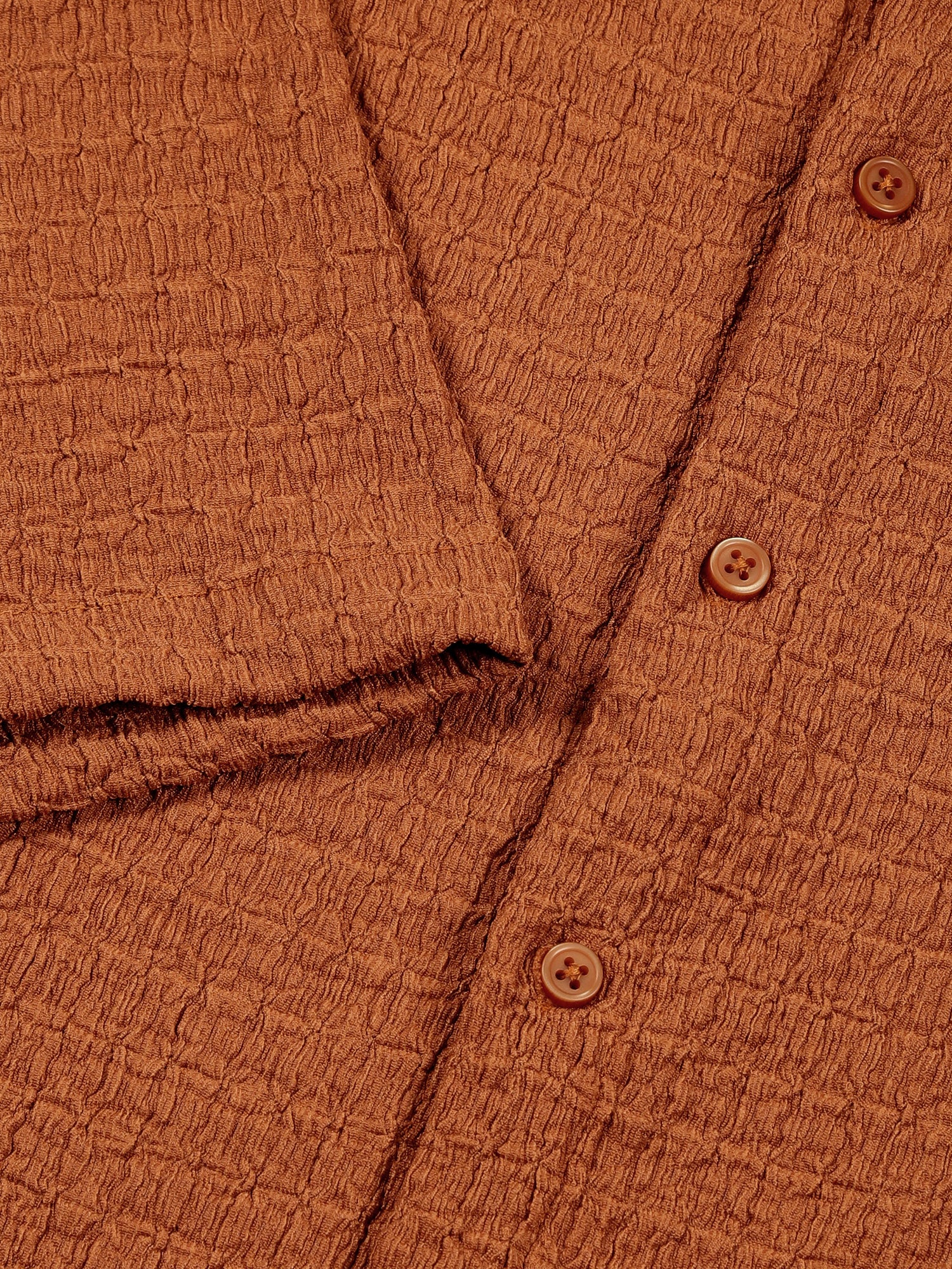 Thomas Scott Men Brown Regular Fit Short Sleeves Cuban Collar Seersucker Shirt