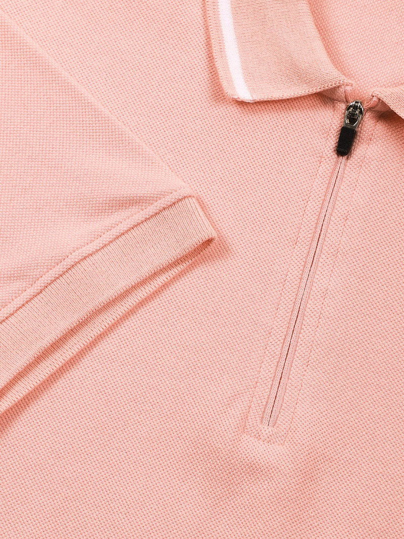 Thomas Scott Men Pink Regular Fit Short Sleeves Knitted Polo Collar T-shirt