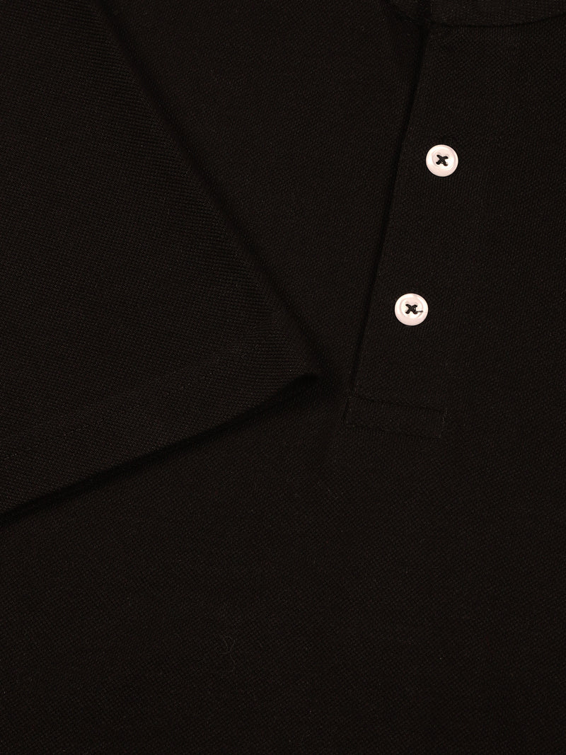 Thomas Scott Men Black Regular Fit Short Sleeves Mandarin Collar Knitted Tshirt