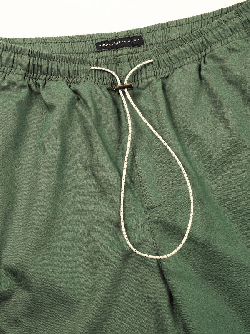 Thomas Scott Men SeaGreen Mid-Rise Regular Fit Parashute Cargos Trousers