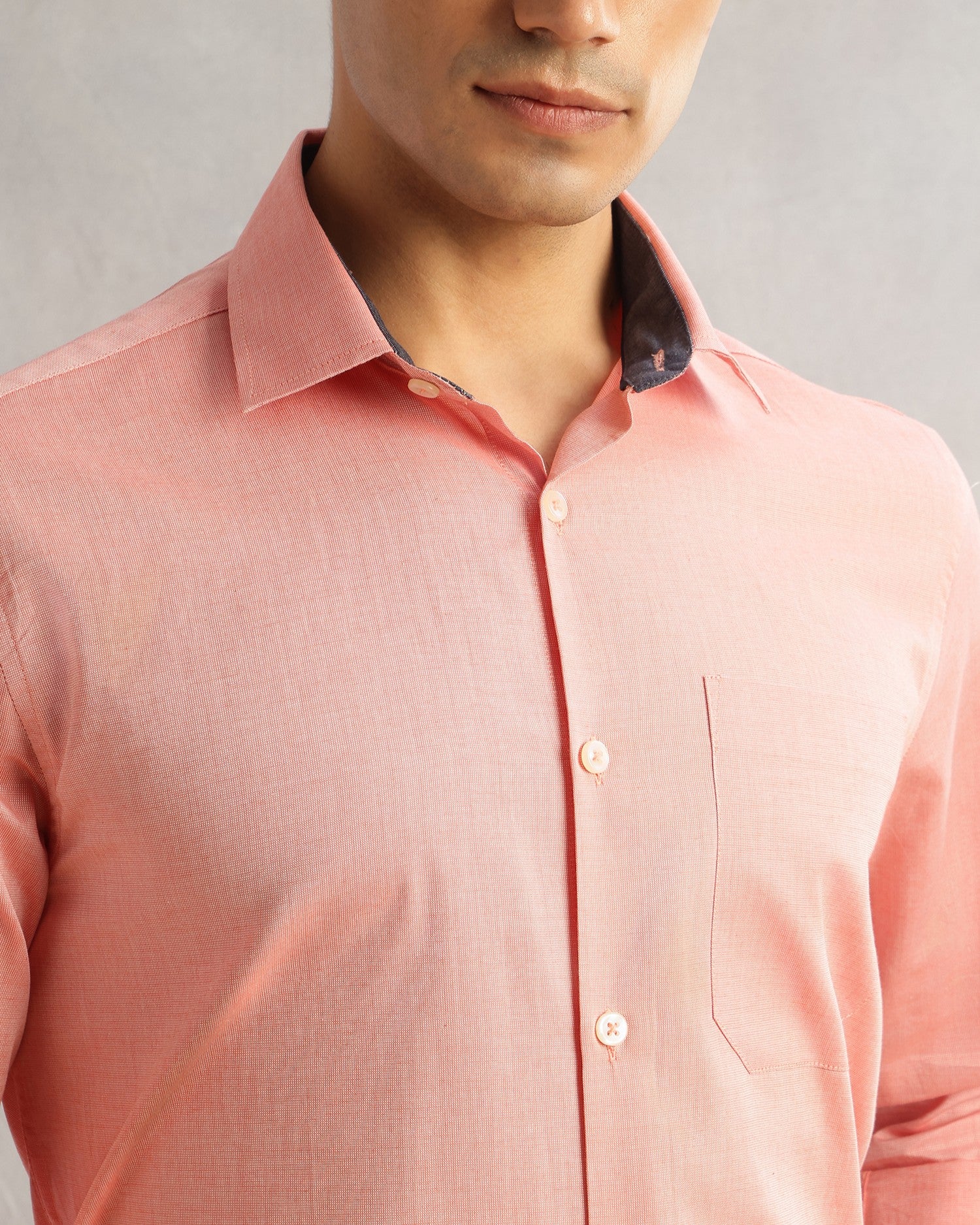 Thomas Scott Men Orange Regular Fit Long Sleeves Cutaway Collar 100% Cotton Filafil Formal Shirt