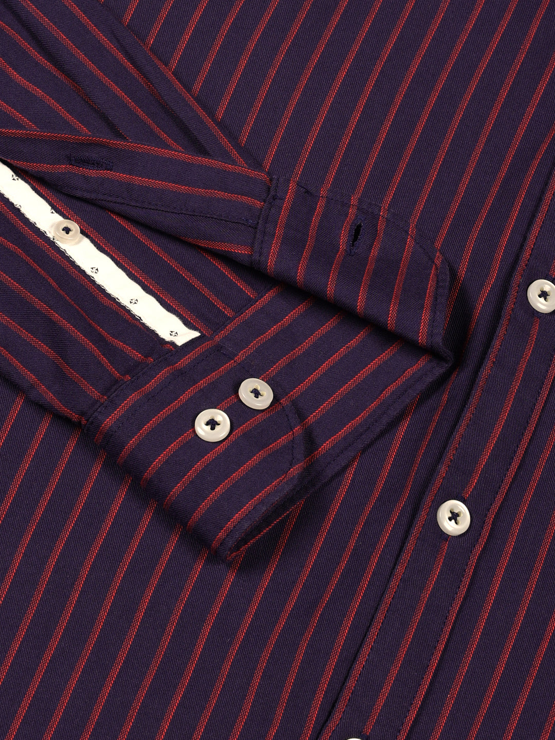Thomas Scott Men Purple Slim Fit Long Sleeves Spread Collar Pinstripes Cotton Casual Shirt
