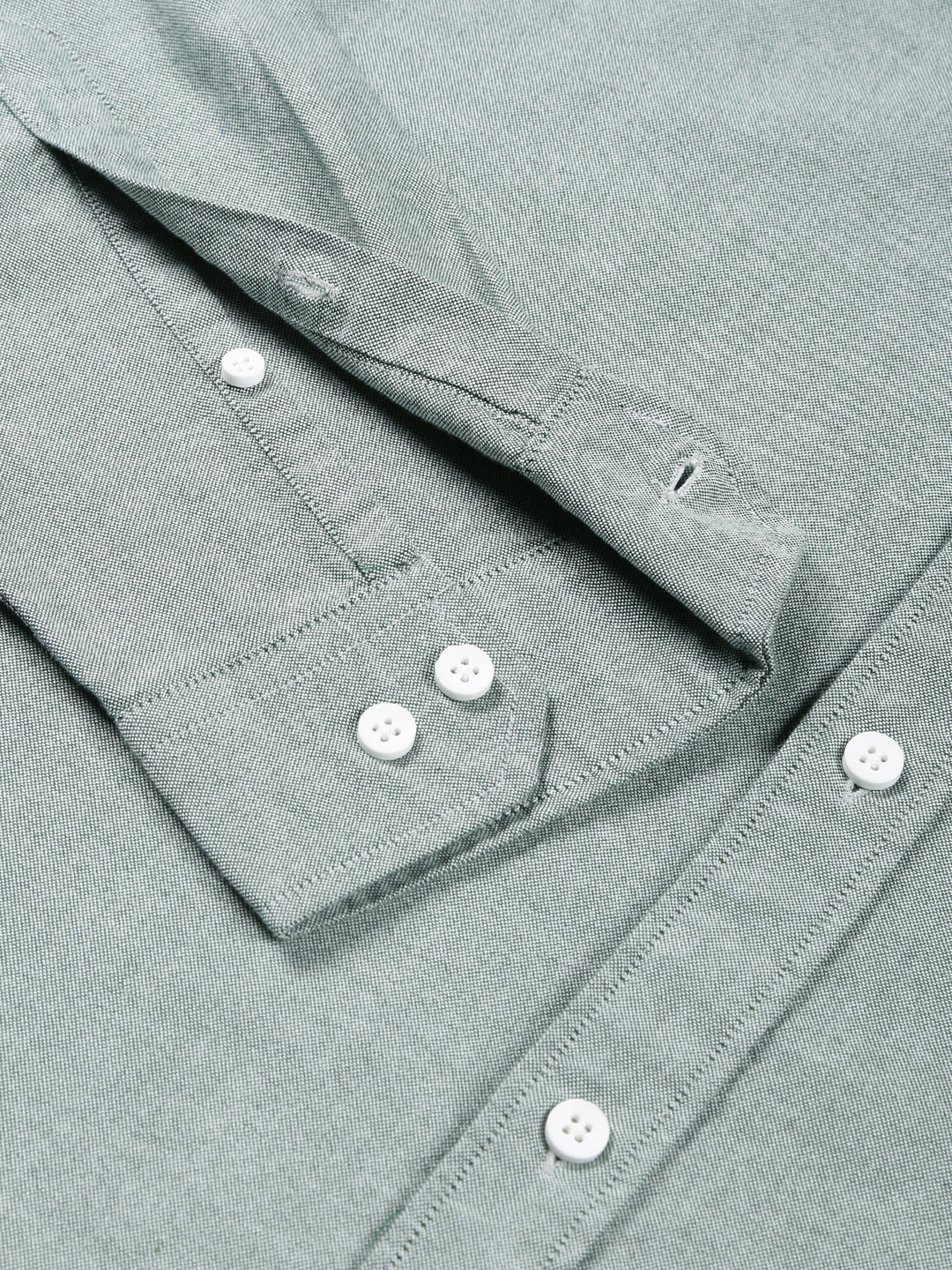 Thomas Scott Men Olive Boxy Fit Long Sleeves Spread Collar Solid 100% Cotton Oxford Casual Shirt