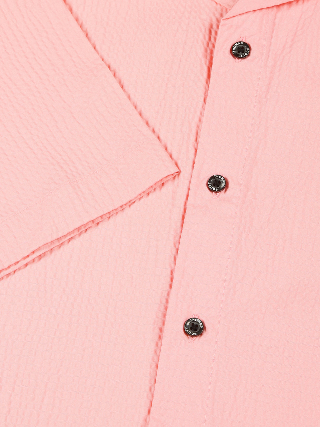 Thomas Scott Men Pink Slim Fit Textured Short Sleeves Cuban Collar Casual Shirt