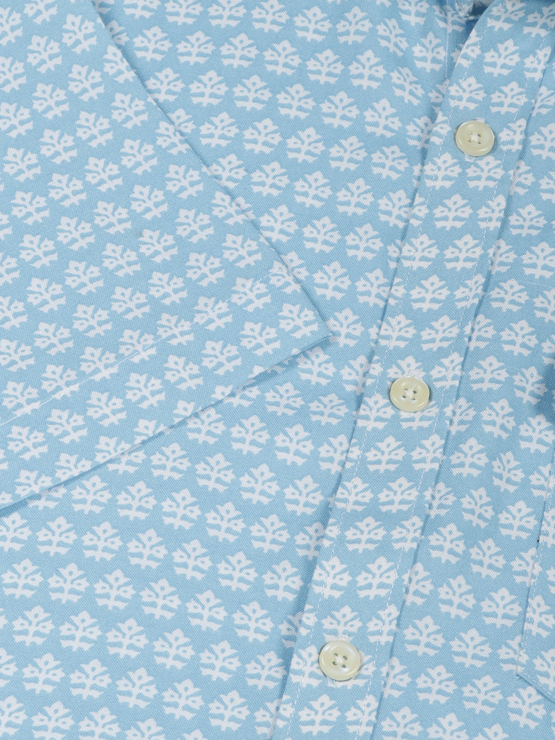 Thomas Scott Men Aqua Regular Fit Short Sleeves Spread Collar Floral Printed Casual Shirt