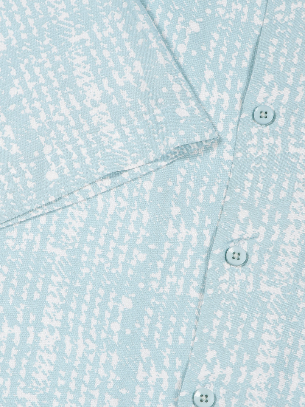 Thomas Scott Men Aqua Regular Fit Short Sleeves Cuban Collar Abstract Printed Casual Shirt