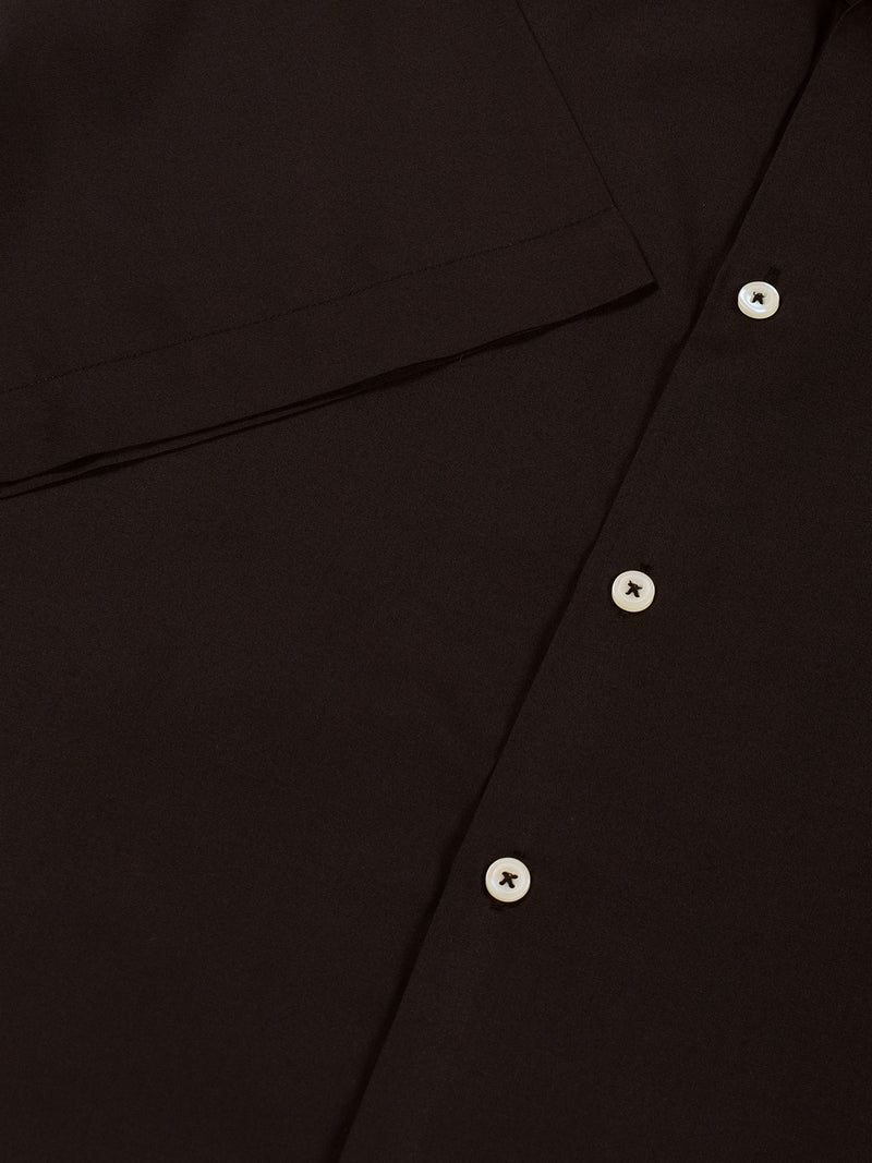Black Short Sleeves Oversized Fit Solid Cuban Collar Viscose Casual Shirt