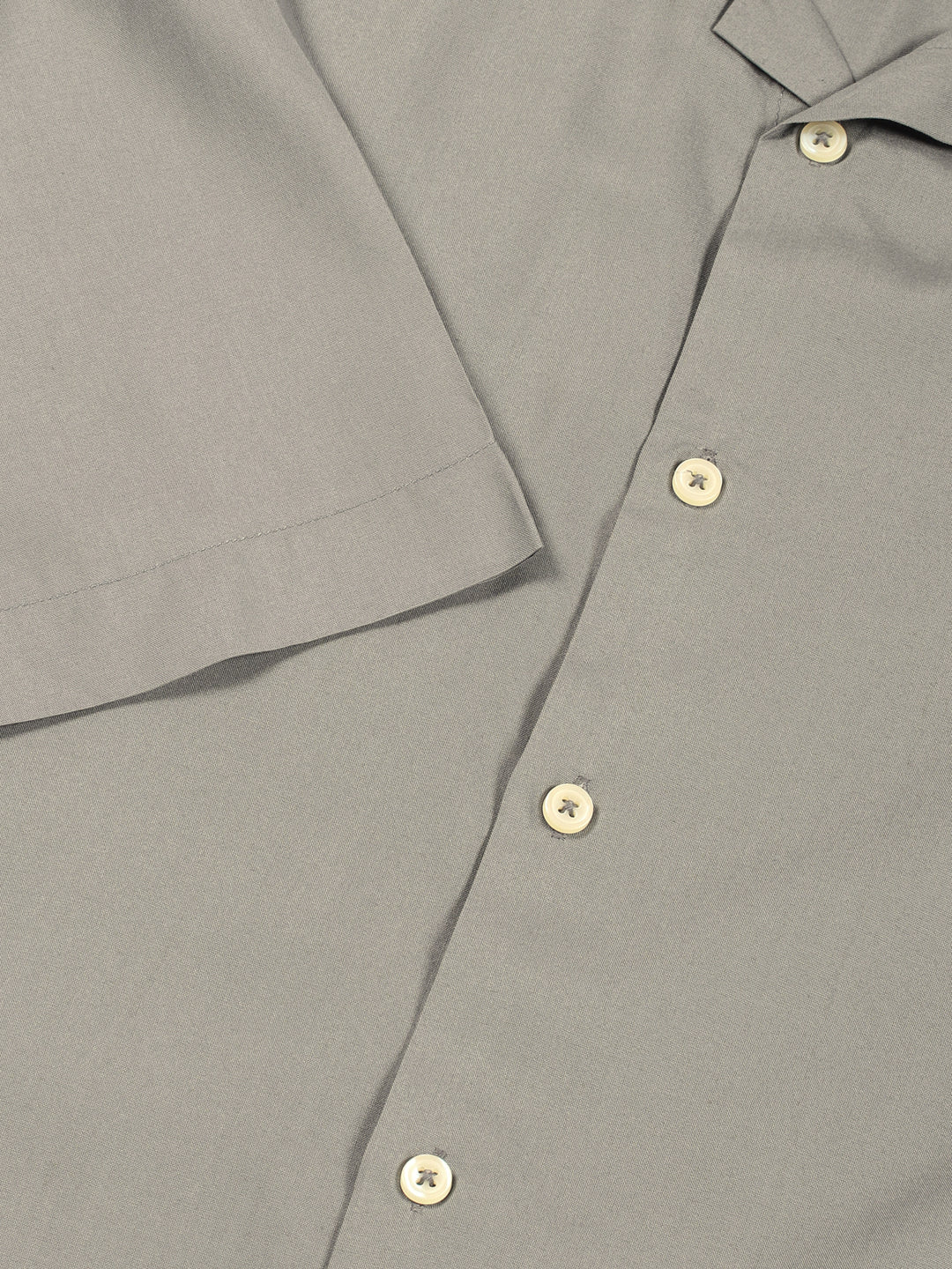 Thomas Scott Men Grey Short Sleeves Oversized Fit Solid Cuban Collar Viscose Casual Shirt