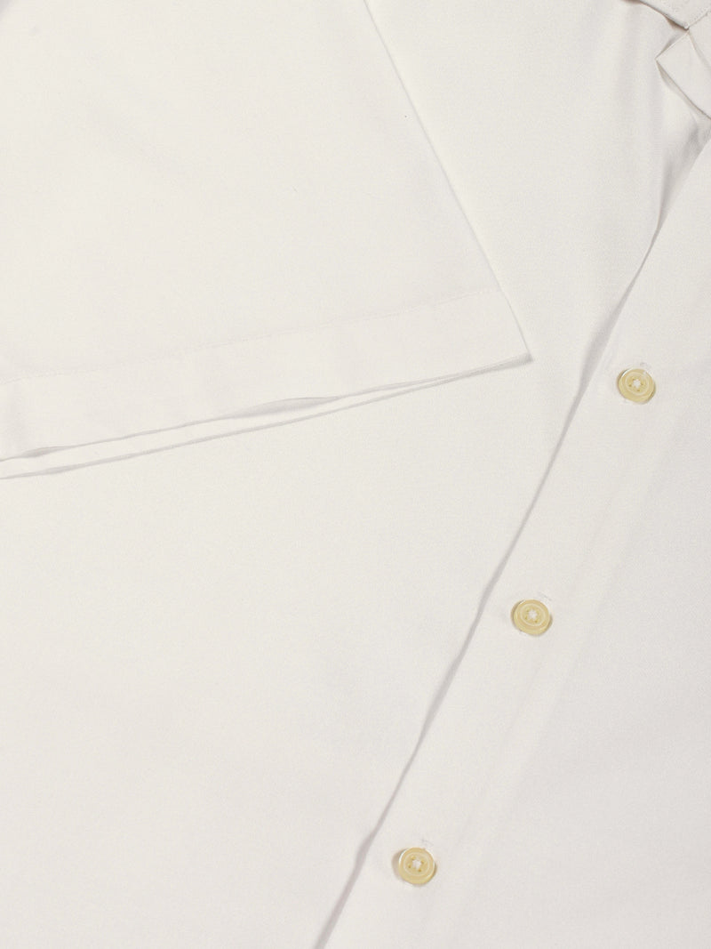 Thomas Scott Men White Short Sleeves Oversized Fit Solid Cuban Collar Viscose Casual Shirt