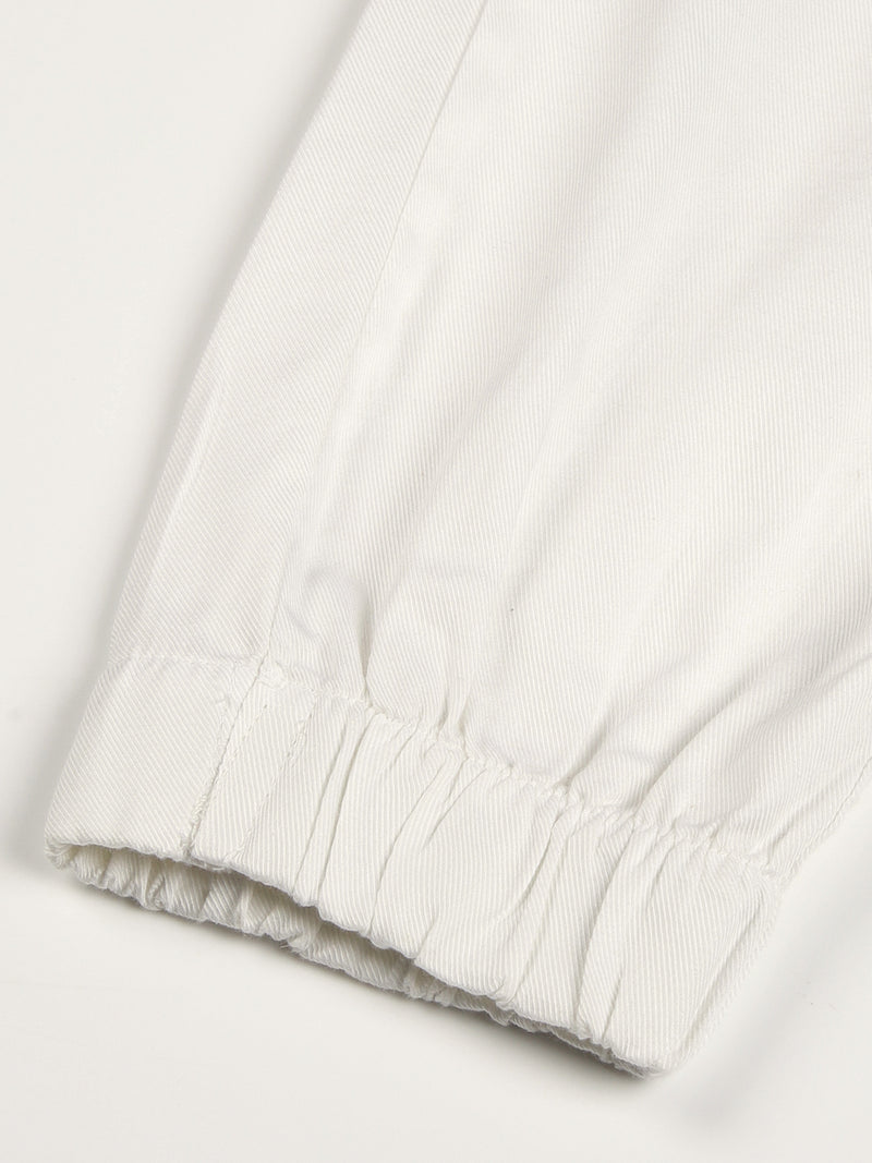 Thomas Scott Men White Regular Fit Mid-Rise 3 Pockets Solid Cotton Woven Joggers