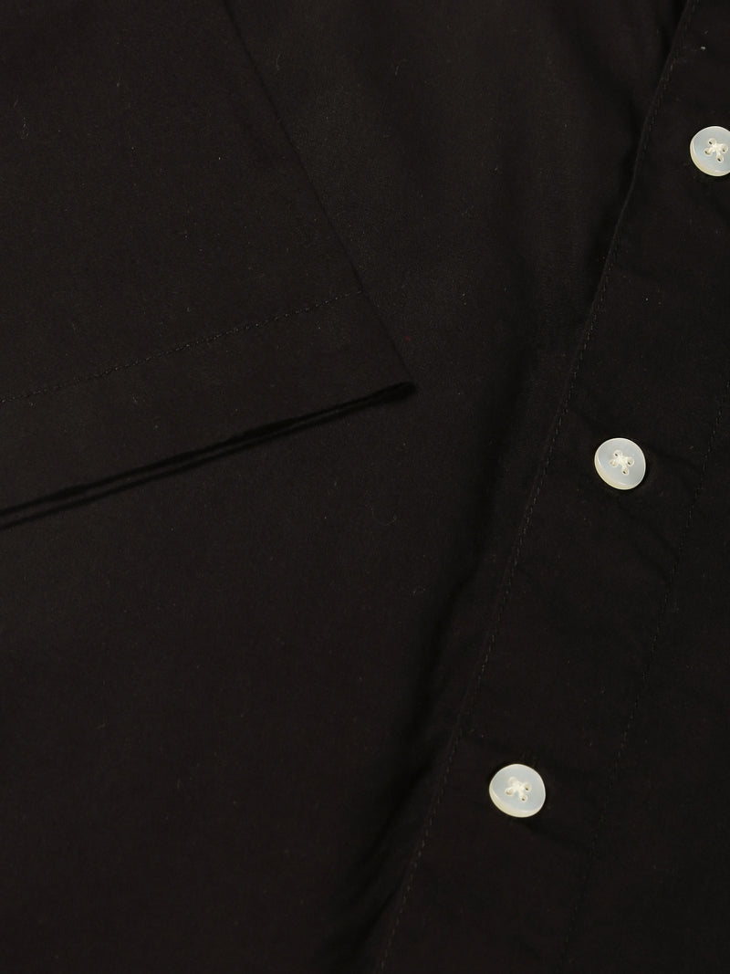 Thomas Scott Men Black Short Sleeves Boxy Fit Spread Collar Solid 100% Cotton Casual Shirt