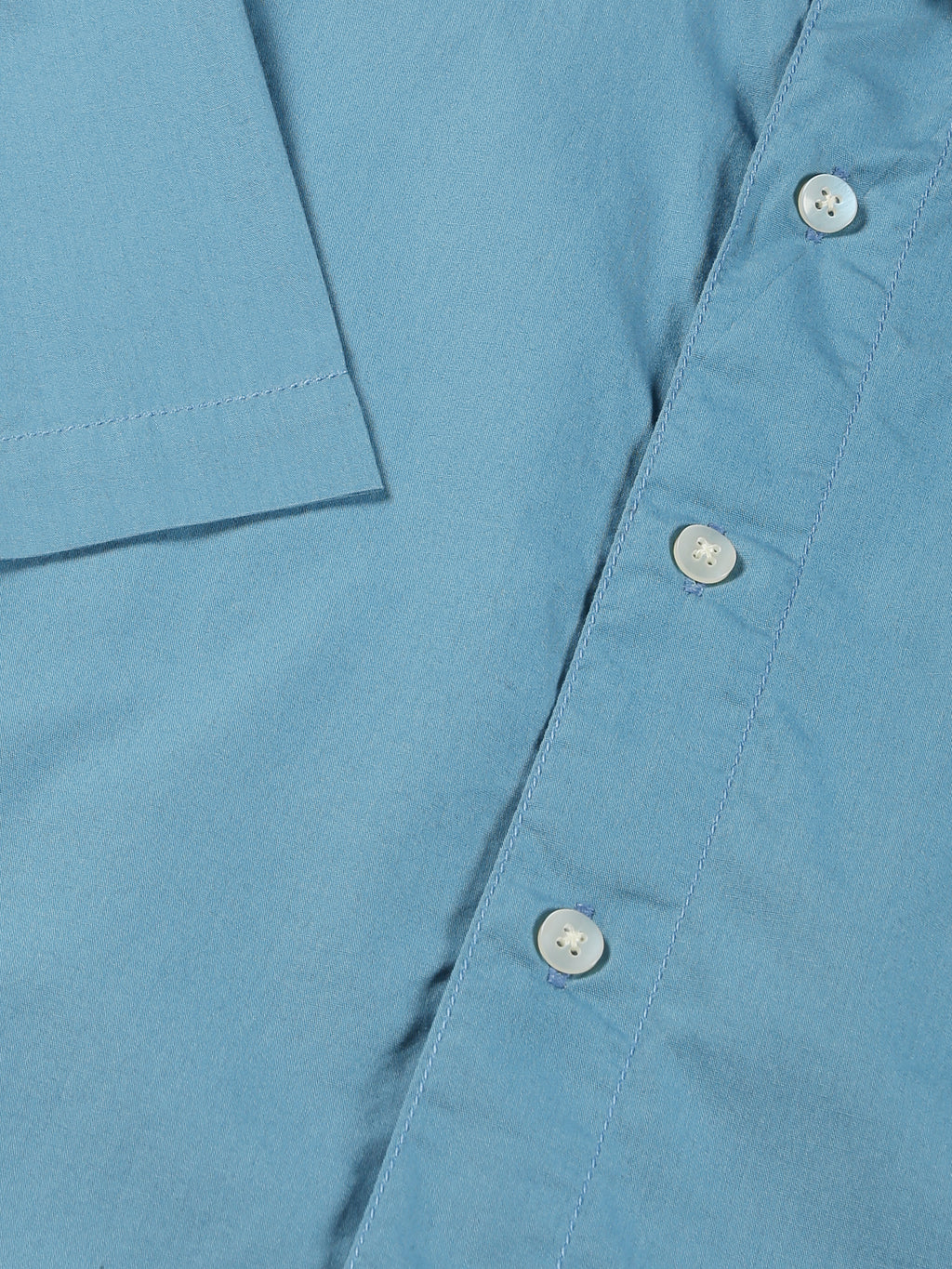 Thomas Scott Men Blue Short Sleeves Boxy Fit Spread Collar Solid 100% Cotton Casual Shirt
