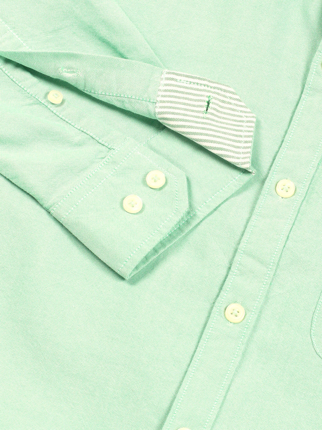 Thomas Scott Men Olive Long Sleeves Slim Fit Button-Down Collar 100% Cotton Casual Shirt