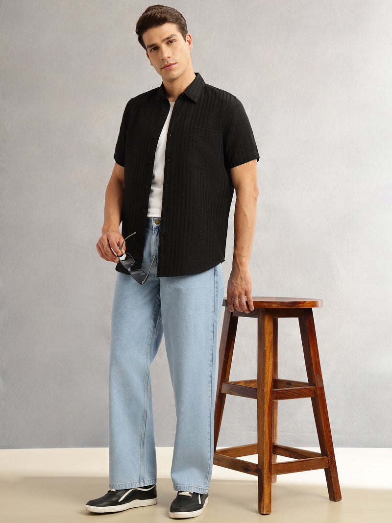 Thomas Scott Men Light Blue Smart Mid Rise Baggy Fit Light Shade 5 Pocket Design Non Stretchable Jeans