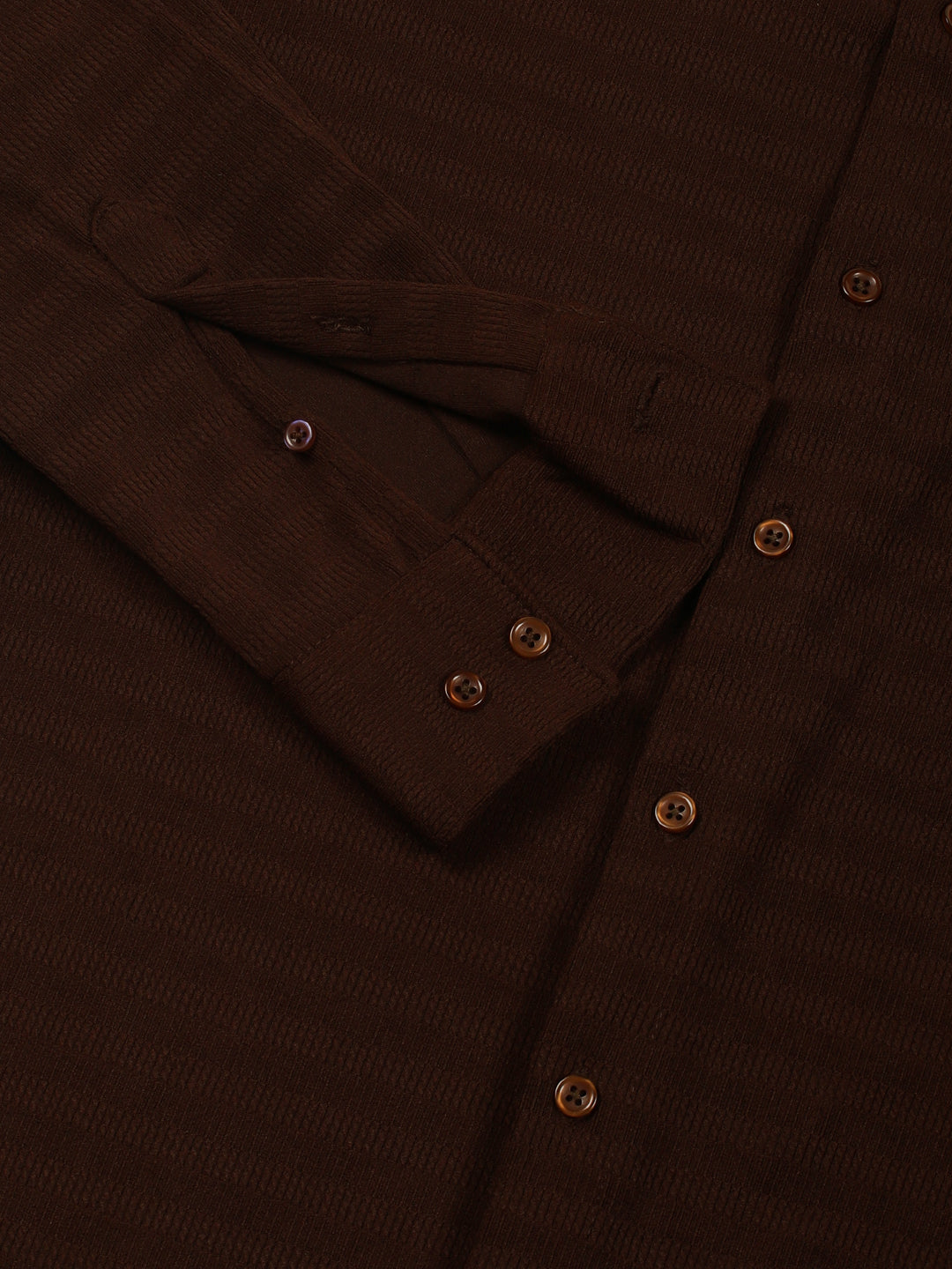 Thomas Scott Men Brown Premium Regular Fit Long Sleeves Spread Collar Textured Casual Shirt
