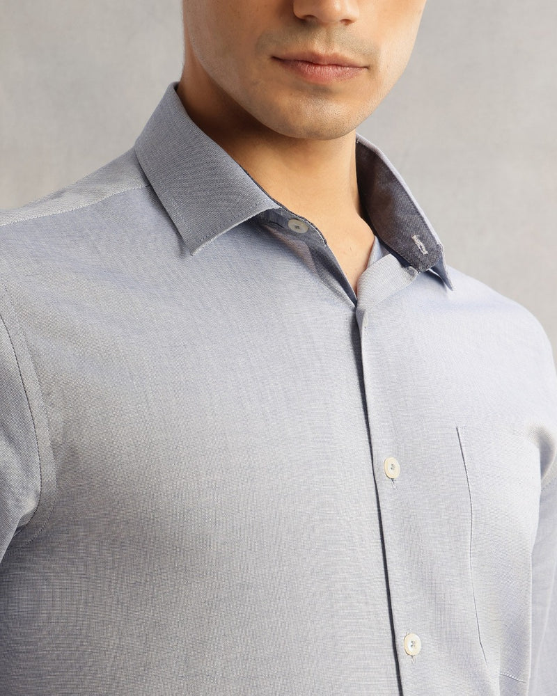 Thomas Scott Men Blue Regular Fit Long Sleeves Cutaway Collar 100% Cotton Filafil Formal Shirt