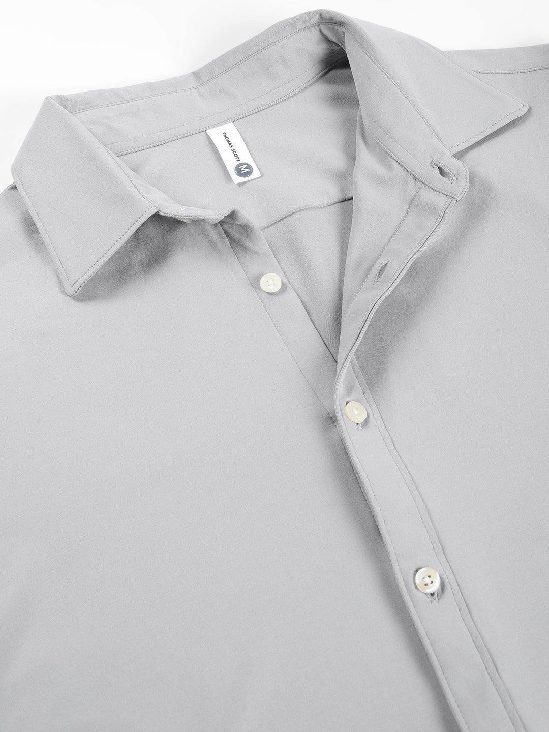 Thomas Scott Men Grey Premium Long Sleeves Slim Fit Spread Collar Solid Knitted Casual Shirt