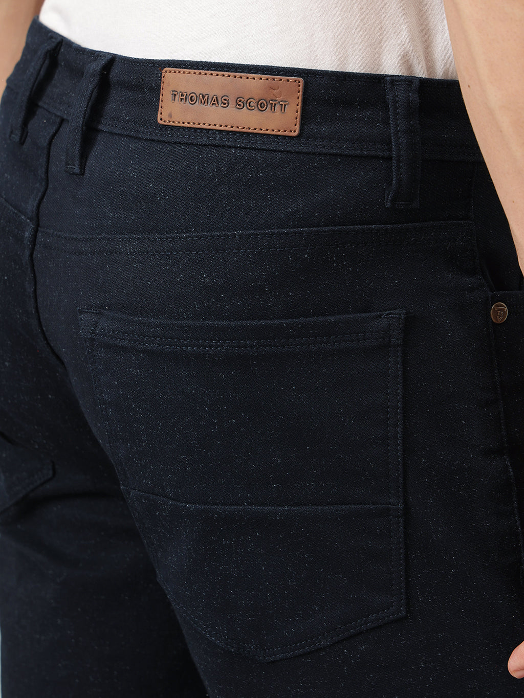 Black Smart Straight Fit Mid-Rise Solid Woven Trouser For Men