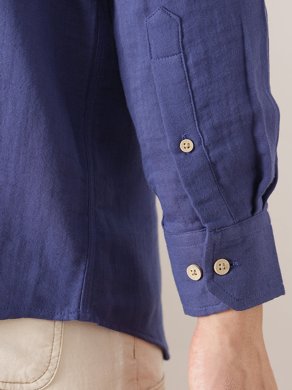Royal Blue Premium Regular Fit Long Sleeves Spread Collar Solid Cotton Casual Shirt For Men