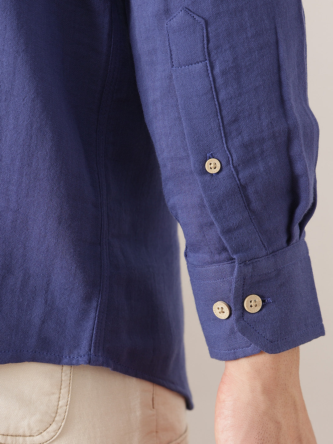 Royal Blue Premium Regular Fit Long Sleeves Spread Collar Solid Cotton Casual Shirt For Men