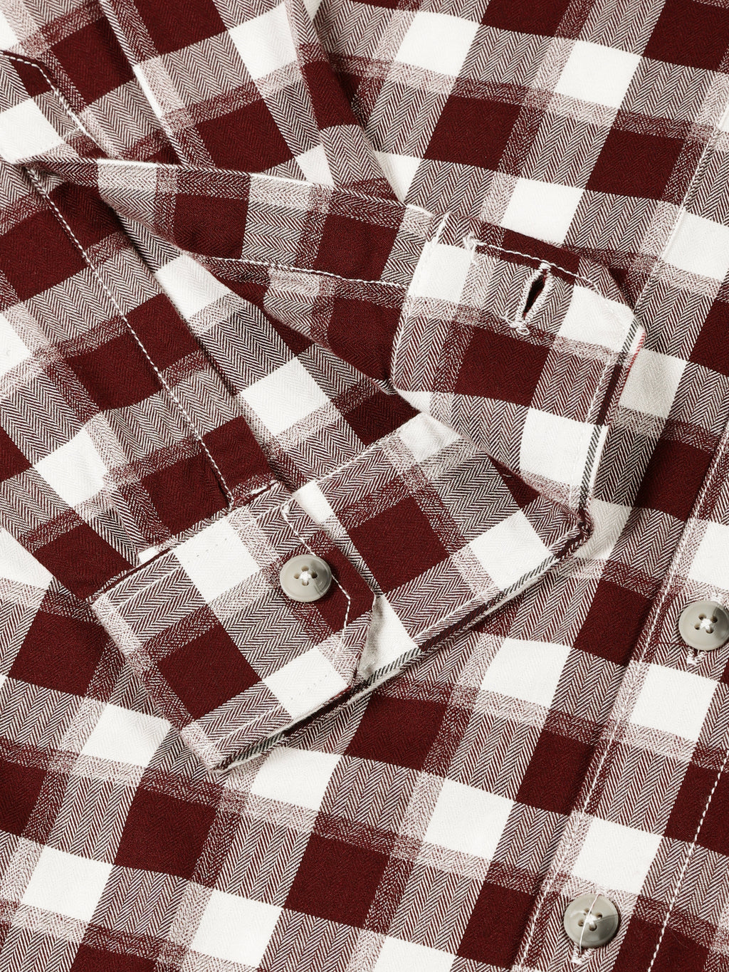 Thomas Scott Men Maroon Standard Long Sleeves Regular Fit Spread Collar Gingham Checked Cotton Casual Shirt
