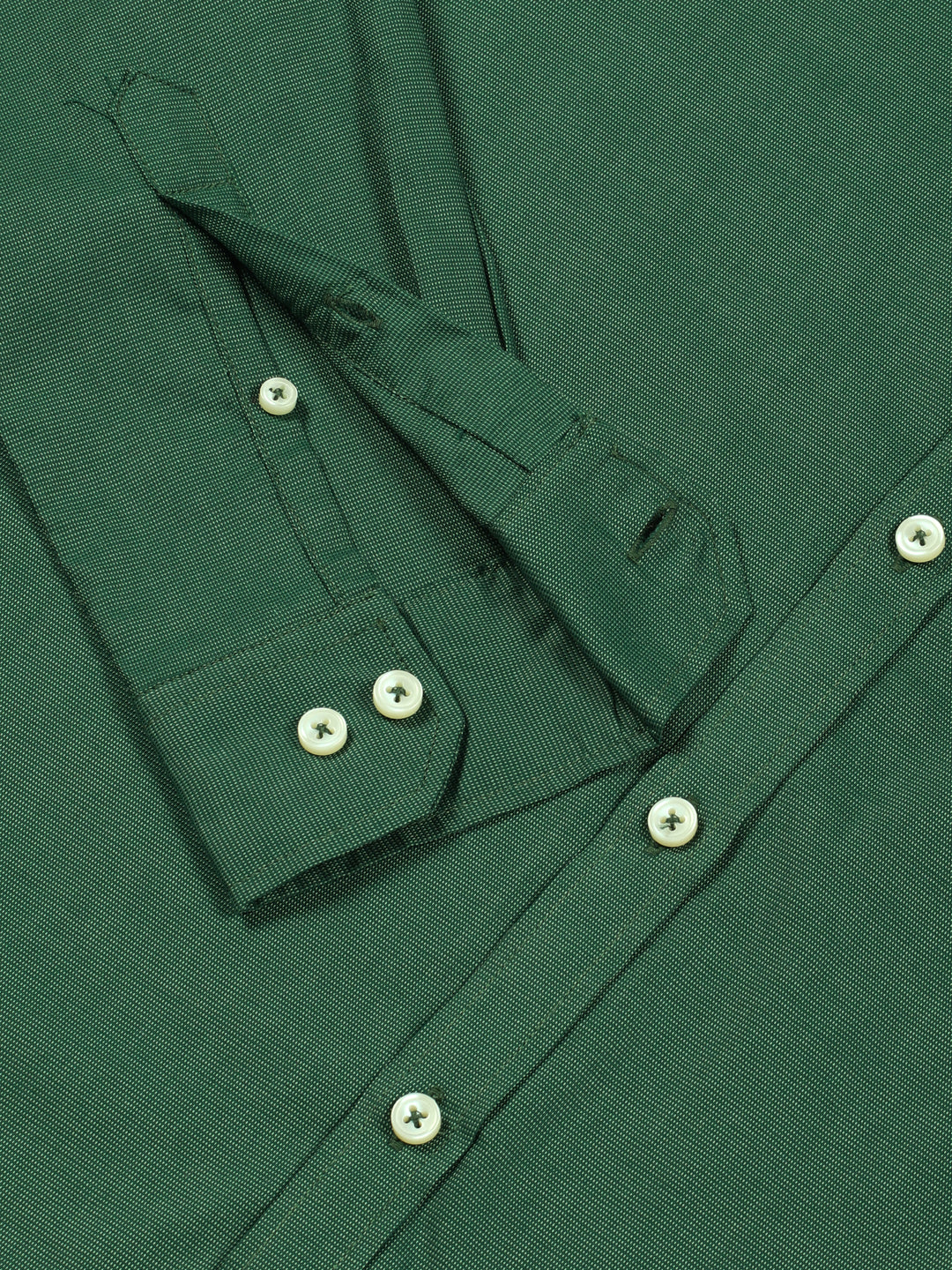 Thomas Scott Men Green Premium Slim Fit Long Sleeves Spread Collar Solid 100% Cotton Formal Shirt