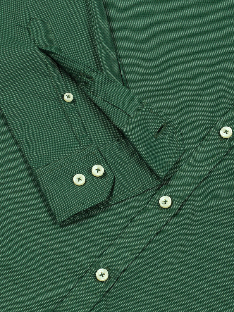 Thomas Scott Men Green Premium Slim Fit Long Sleeves Spread Collar Solid 100% Cotton Formal Shirt