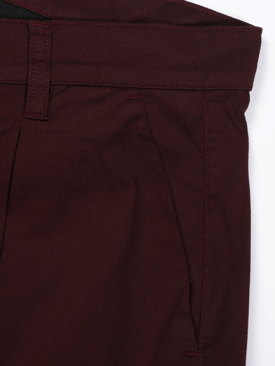 Thomas Scott Men Wine Smart Regular Fit Mid-Rise Solid Cotton Woven Chinos Shorts