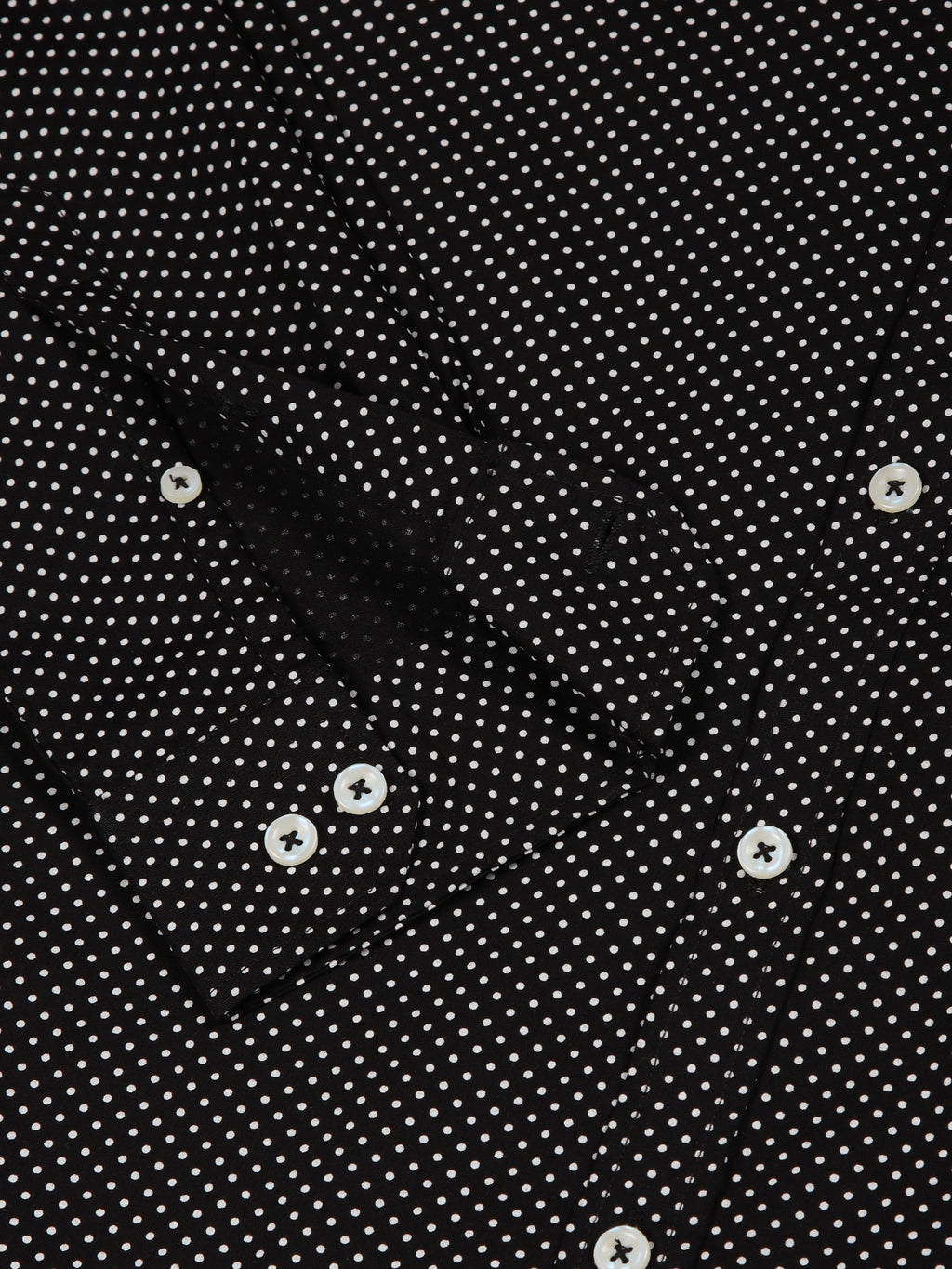 Thomas Scott Men Black Premium Slim Fit Long Sleeves Band Collar Micro Dots Printed Cotton Casual Shirt