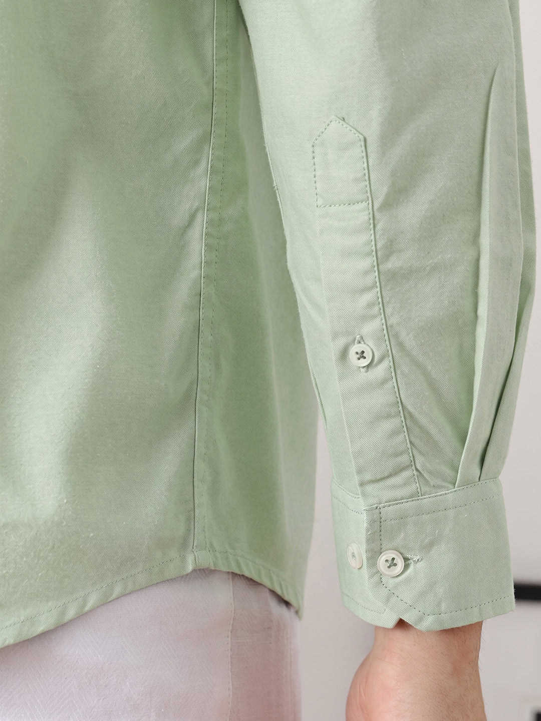 Pista Premium Slim Fit Long Sleeves Spread Collar Solid Cotton Oxford Casual Shirt For Men