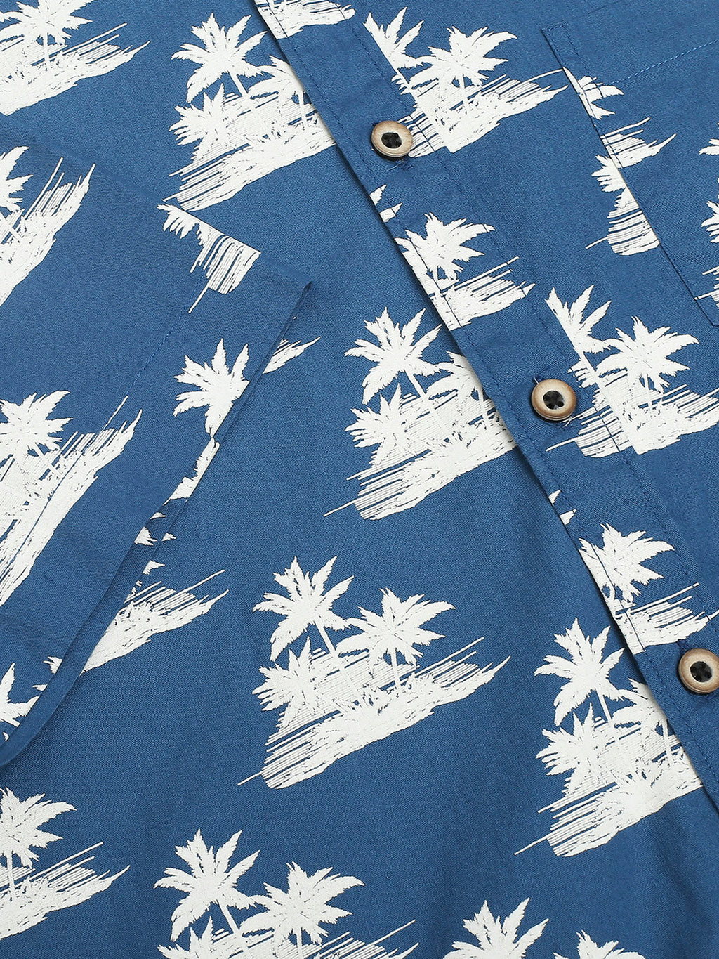 Thomas Scott Men Blue 1 Classic Short Sleeves Slim Fit Spread Collar Floral Printed Cotton Casual Shirt