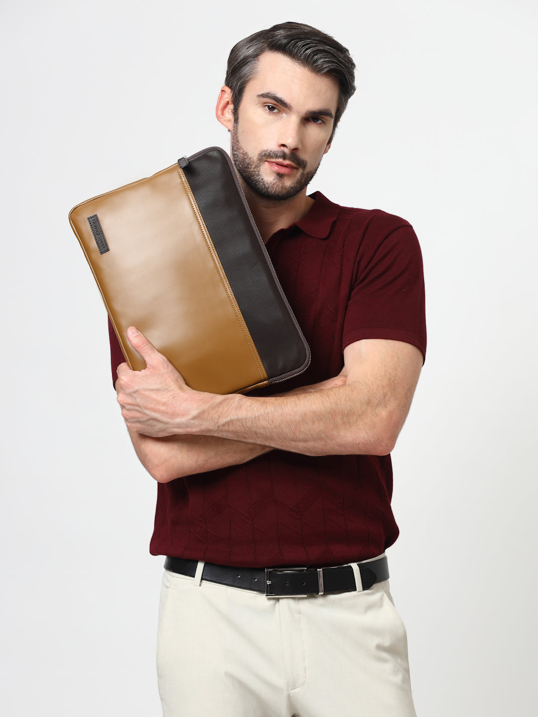Thomas Scott Men Colourblocked PU Laptop Sleeve