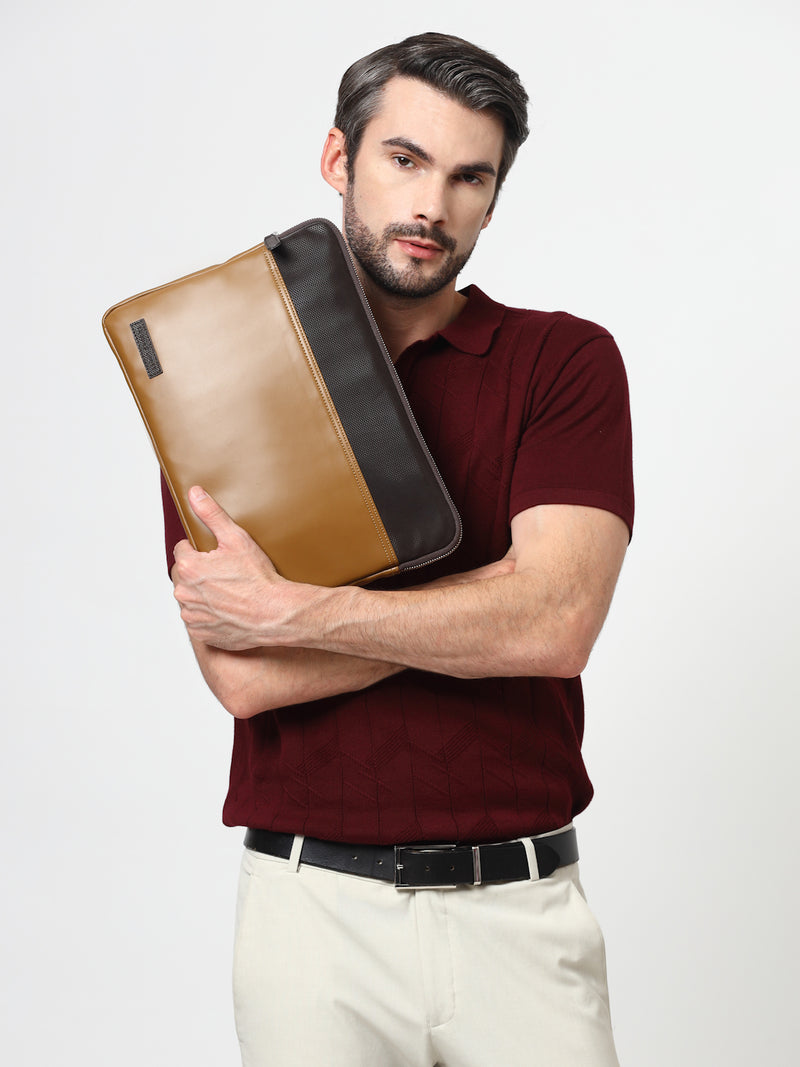 Thomas Scott Men Colourblocked PU Laptop Sleeve