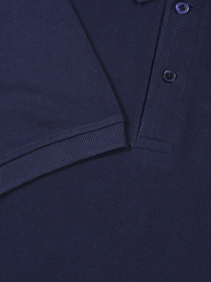 Thomas Scott Men Royal Blue Solid Polo Collar Cotton T-shirt