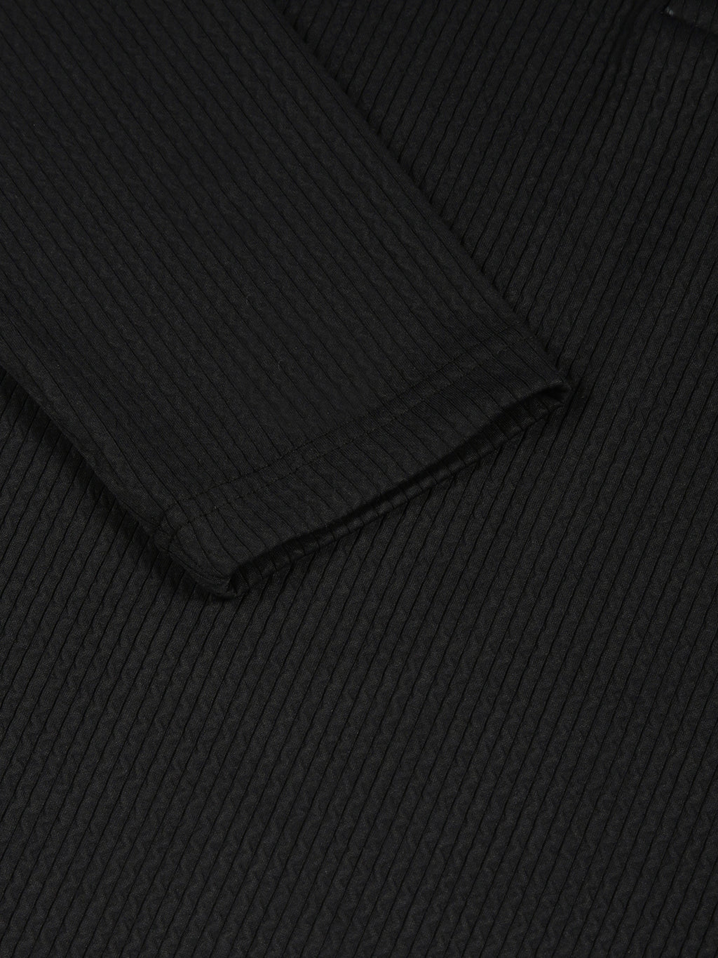 Thomas Scott Men Black Regular Fit Long Sleeves Pinstripes Polo Collar Knitted Tshirt